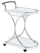 Coaster Elfman Contemporary Metal 2-shelve Serving Cart in Chrome and White