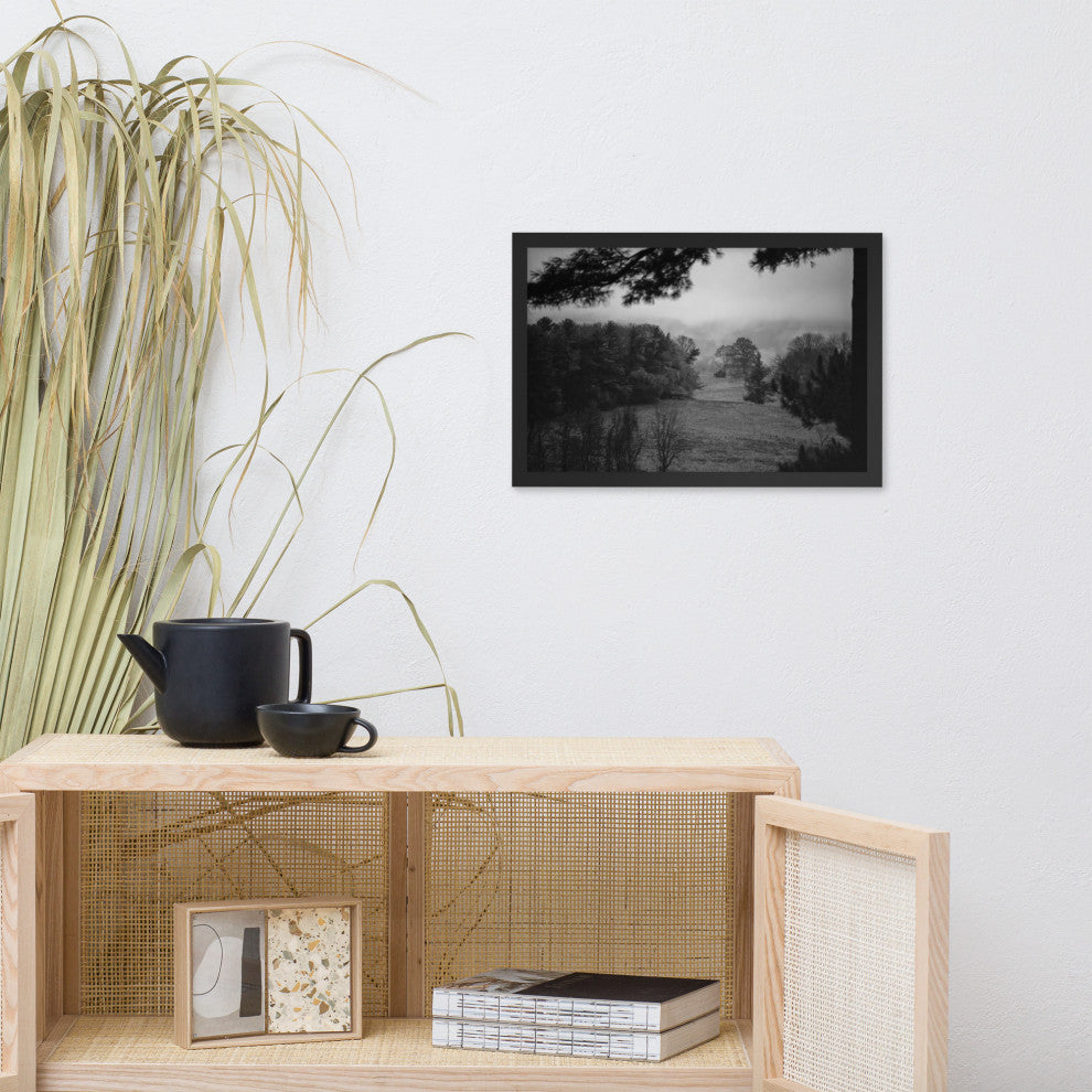 Mist of Valley Forge in Black and White Framed Photo Paper Wall Art Prints, Black, 12" X 18"