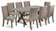 X797Fl716-9, 9-Piece Dining Set, 8 Chairs and Table Solid Wood