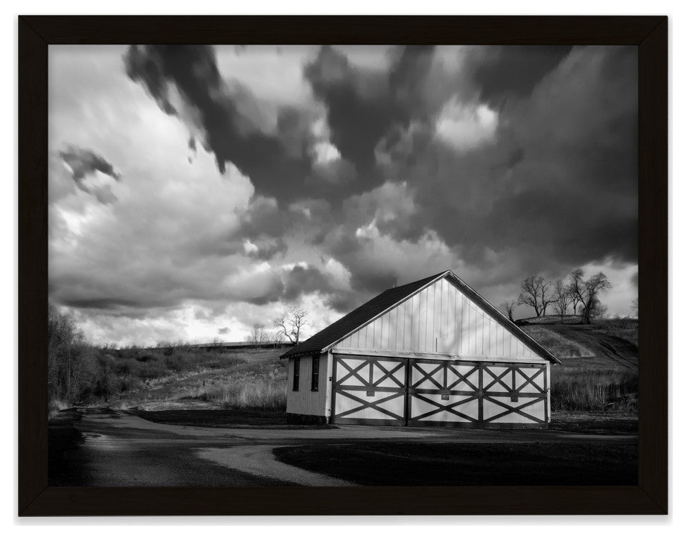 Aging Barn Morning Sun in Black and White Framed Photo Paper Wall Art Prints, Black, 8" X 10"