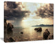 "Rocky Seashore Under Clouds Panorama" Modern Beach Wall Art, 40"x30"