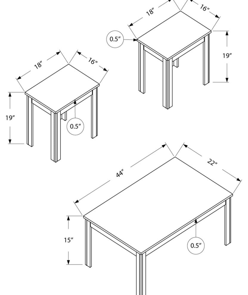 Dark Taupe Table Set - 3Pcs Set