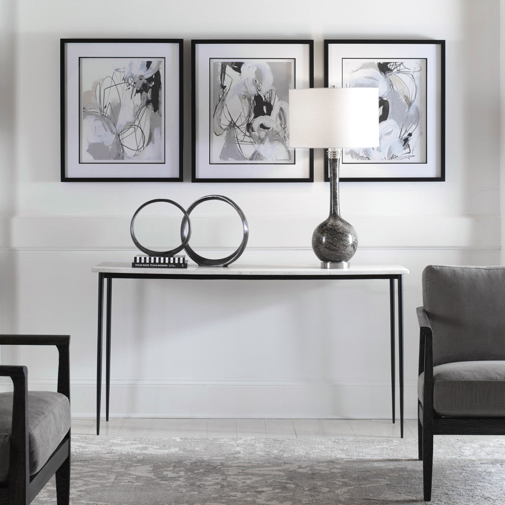 Uttermost Nightfall White Marble Console table