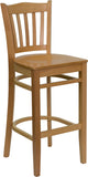 Vertical Slat Back Natural Wood Restaurant Barstool