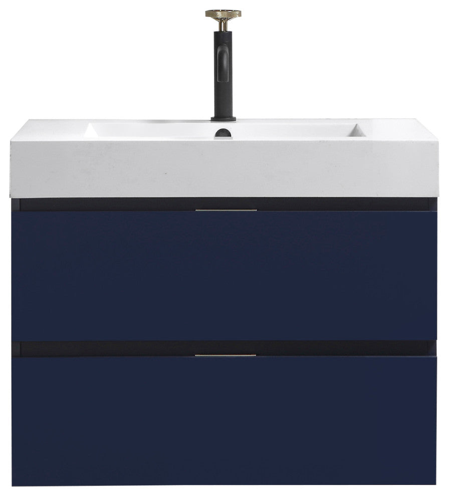 Bliss 30" Wall Mount Bathroom Vanity, Blue
