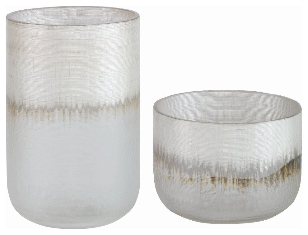 Uttermost Frost Silver Drip Glass Vases, Set of 2