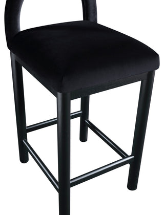 Conrad Upholstered Bar and Counter Stool, Black, Velvet, Black
