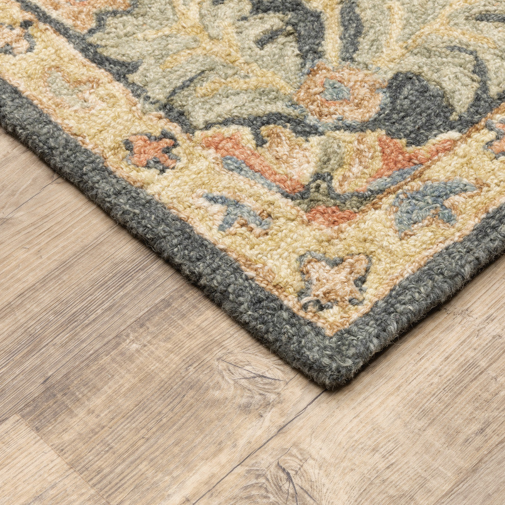 Asher Bohemian Medallion Blue and Green Area Rug, 2'6