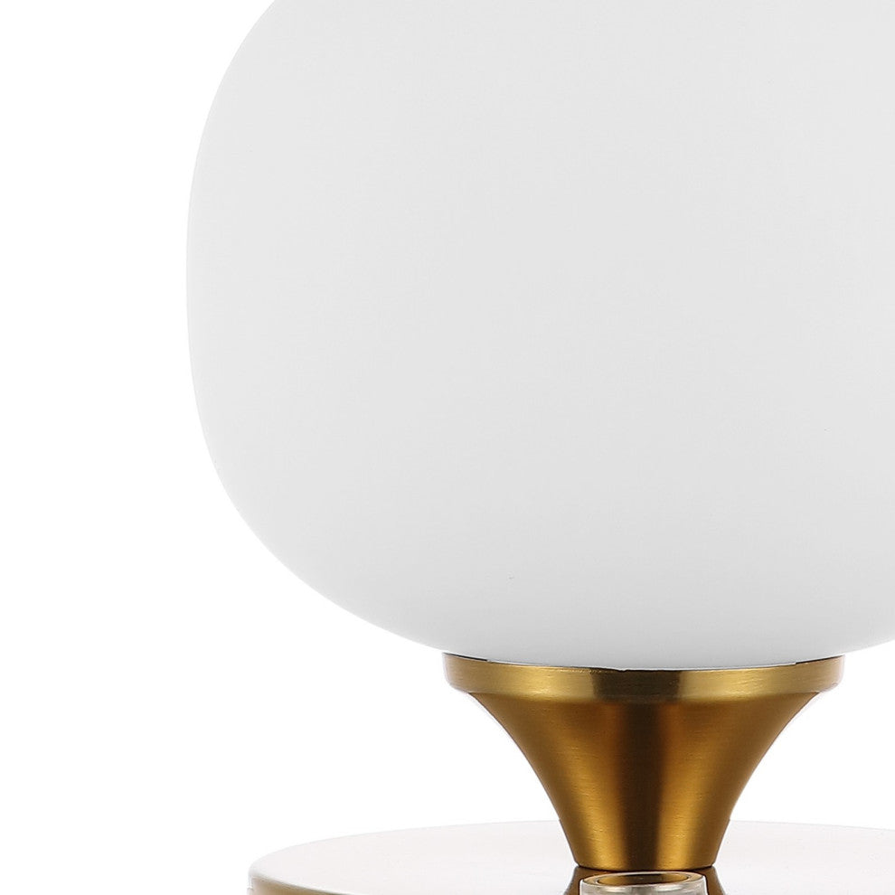 Owen 6.13" Bohemian Farmhouse Iron Rechargeable Integrated LED Table Lamp, Gold
