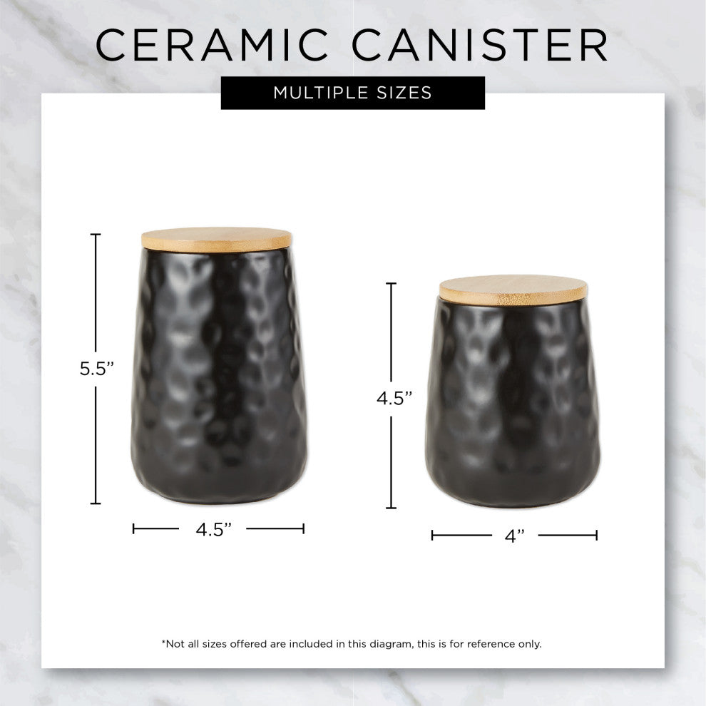 Black Matte Dimple Texture Ceramic Canister (Set of 2)