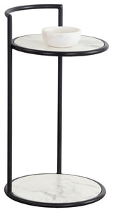 Parga End Table, Black, Marble Look