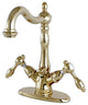 Kingston Brass Two-Handle Bathroom Faucet With Brass Pop-Up, Polished Brass