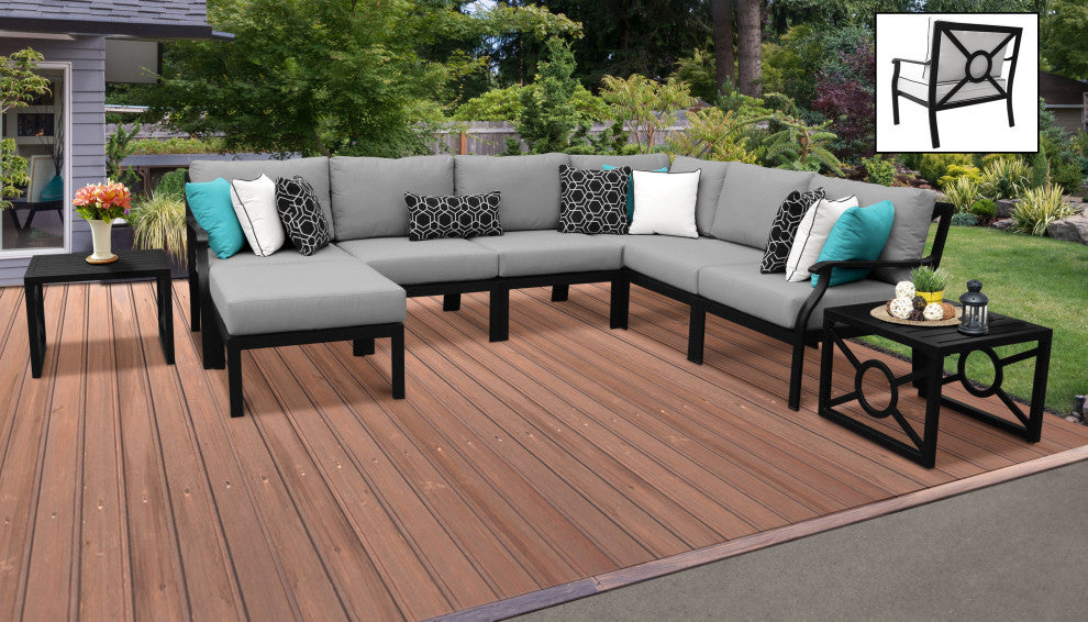 kathy ireland Madison Ave. 9 Piece Aluminum Patio Furniture Set 09b, Slate