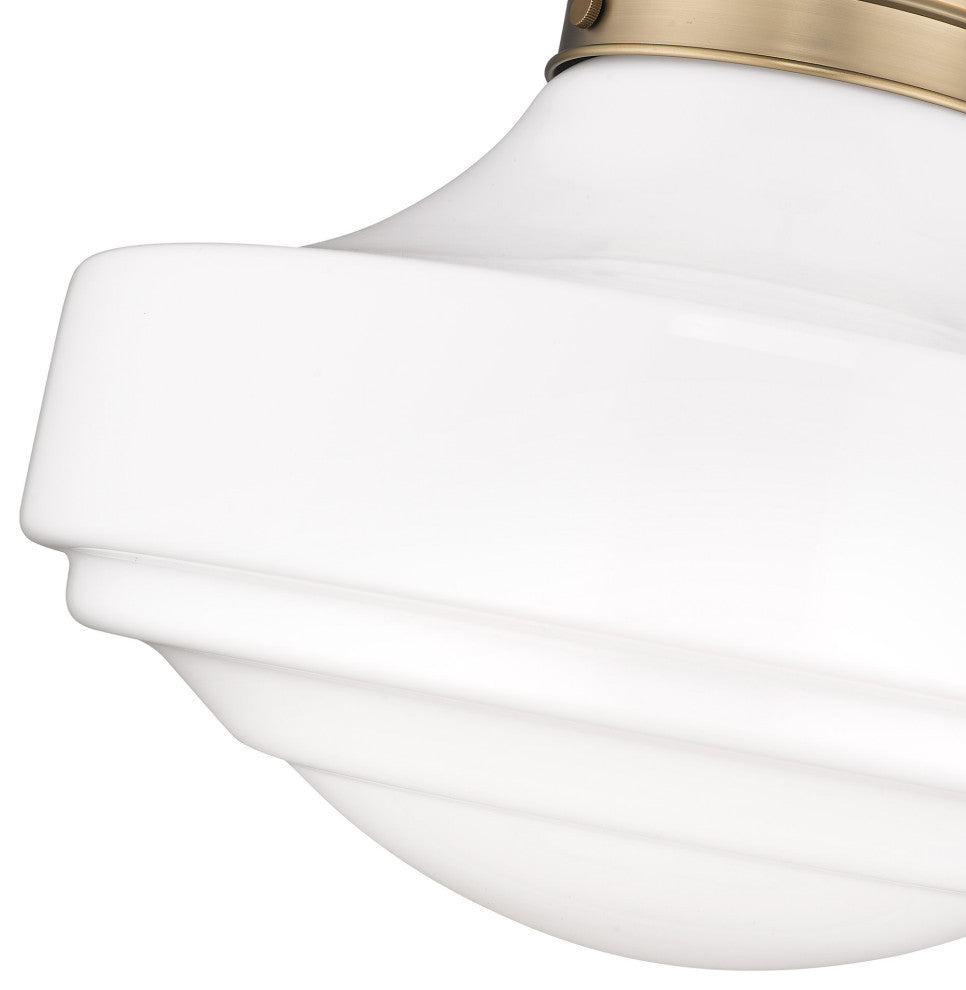 Golden Lighting 0508-L Ingalls 16"W Pendant - Modern Brass / Vintage Milk Glass