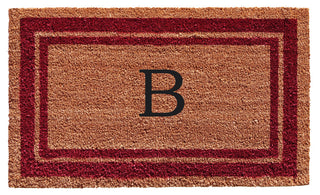 Burgundy Border 18"x30" Monogram Doormat, Letter B