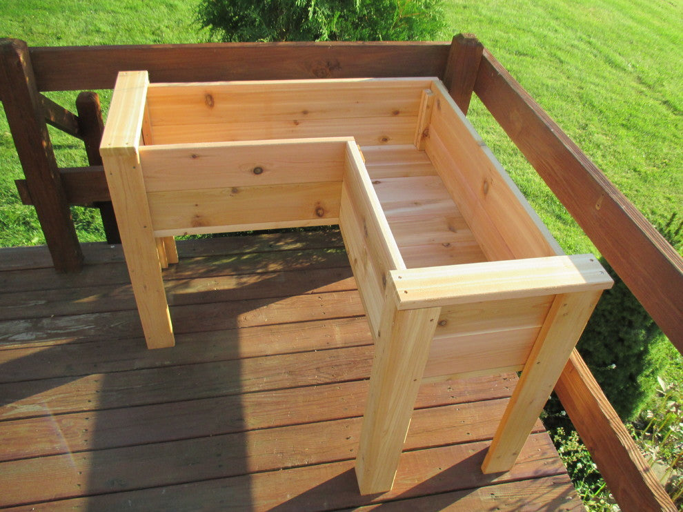 L-Shaped Cedar Elevated Patio Planter