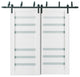 Frosted Glass Barn Bypass Doors 48 x 80, Quadro 4266 White, 6.6' Rail
