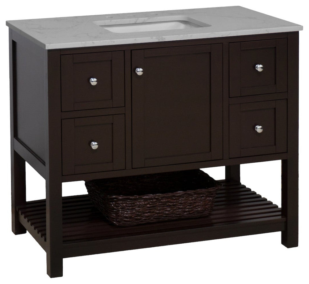 Lakeshore 42" Bathroom Vanity, Chocolate, Engineered Carrara