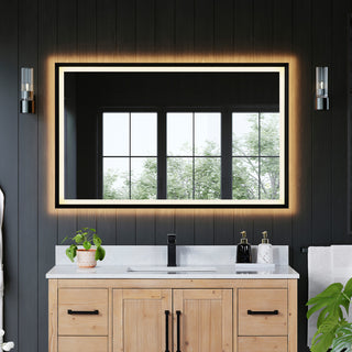 Apollo Anti-Fog Dimmable Vanity, LED Lighted Wall Mirror, Matte Black, 48"