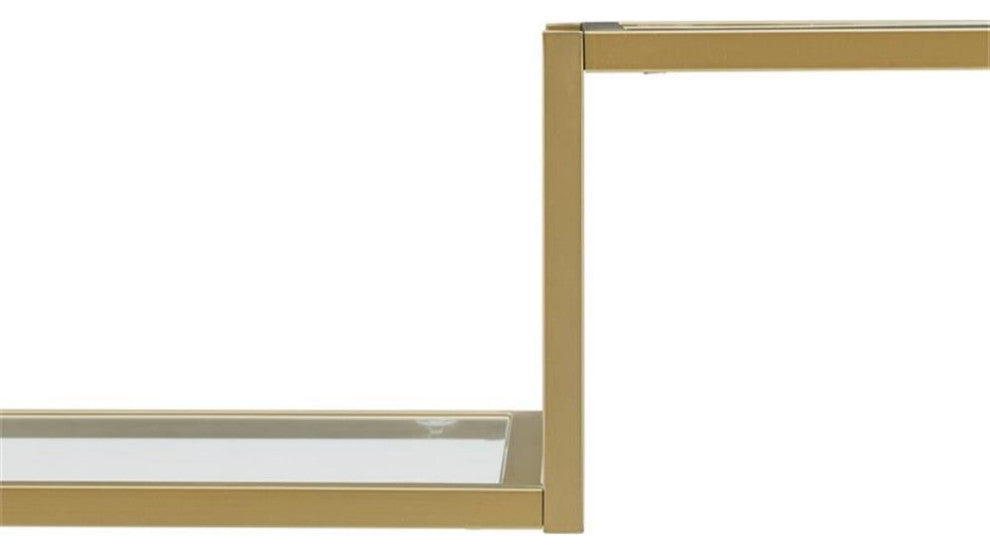 Crosley Furniture Sloane Modern Glass & Metal Console Table in Gold/Clear