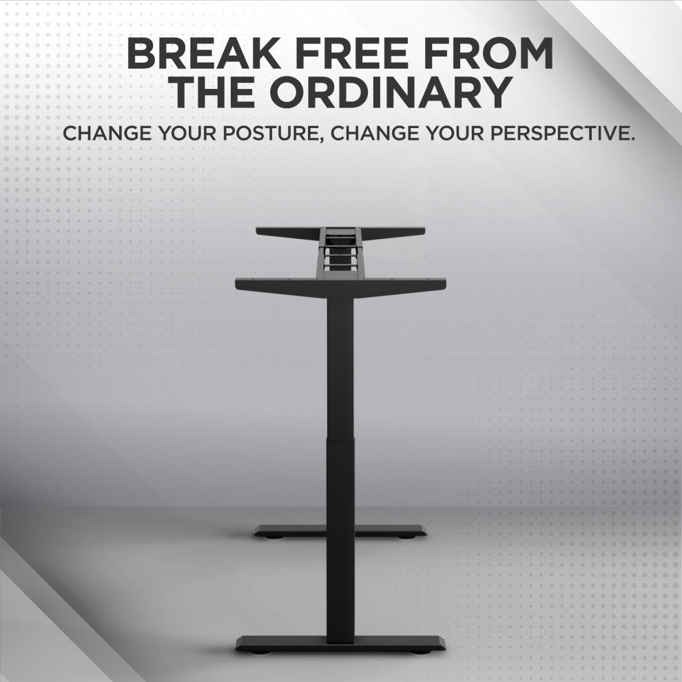 Rise Up Electric Adjustable Height, Width Standing Desk Frame 2 Motors, Black