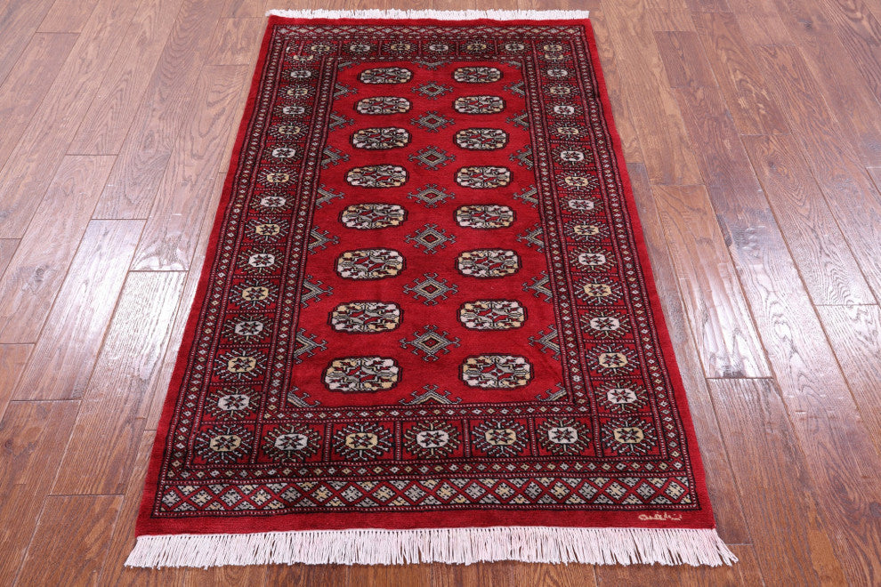 3' 1" X 5' 1" Hand Knotted Signed Silky Bokhara Wool Rug - Q13762