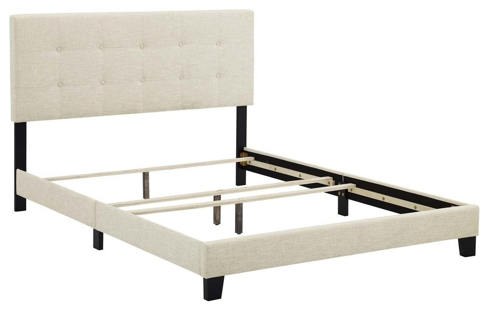 Beige Amira Full Upholstered Fabric Bed