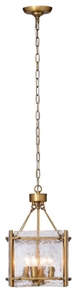 Glenn Round Metal Chandelier, Antique Brass, Small