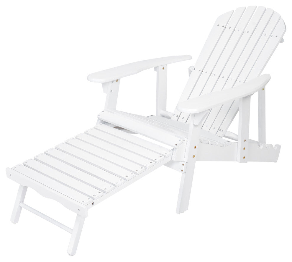 GDF Studio Katherine Outdoor Reclining Wood Adirondack Chairs, Set of 2, White