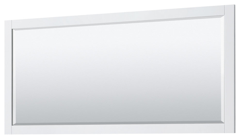 Avery 72, Double Vanity, White, White Marble Top, Square Sinks, 70, Mirror