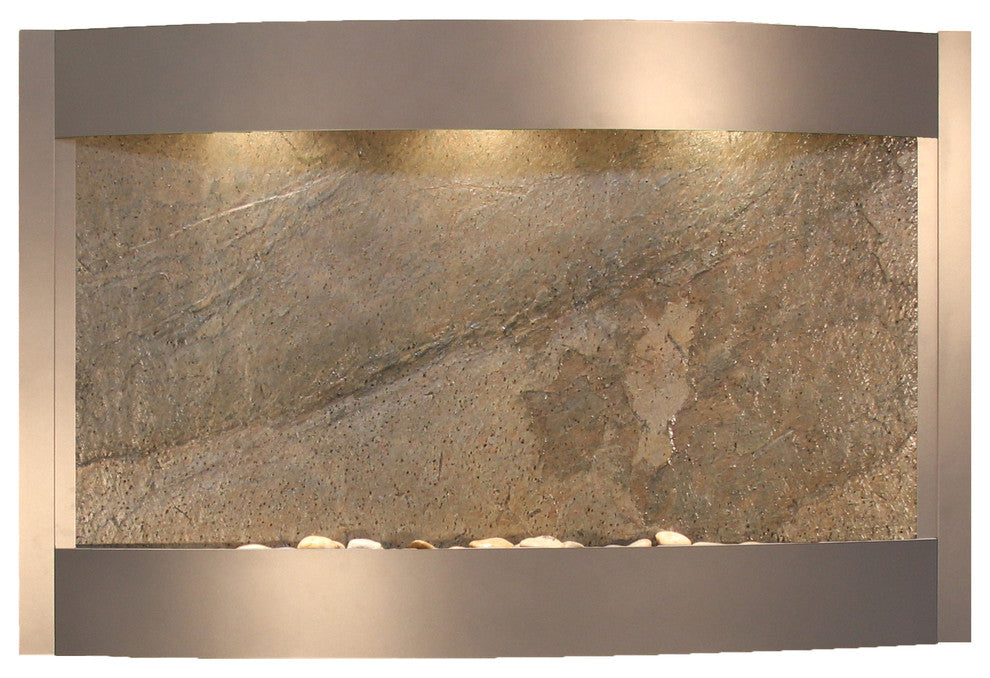 Calming Waters Wall Water Fountain, Green Featherstone, Silver Metallic