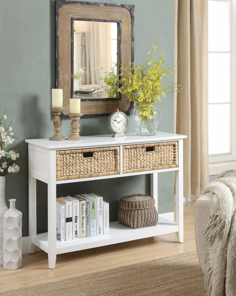 Benzara BM154247 Flavius Console Table With 2 Drawers, White
