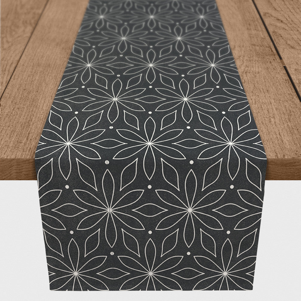 Monochromatic Flowers 16x72 Cotton Twill Runner