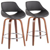 Fabrico Counter Stool, Set of 2, Gray Pu, Chrome