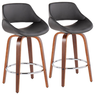 Fabrico Counter Stool, Set of 2, Gray Pu, Chrome