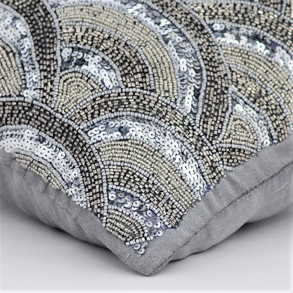 Silver Decorative Pillow Covers 24"x24" Silk, Silveratti