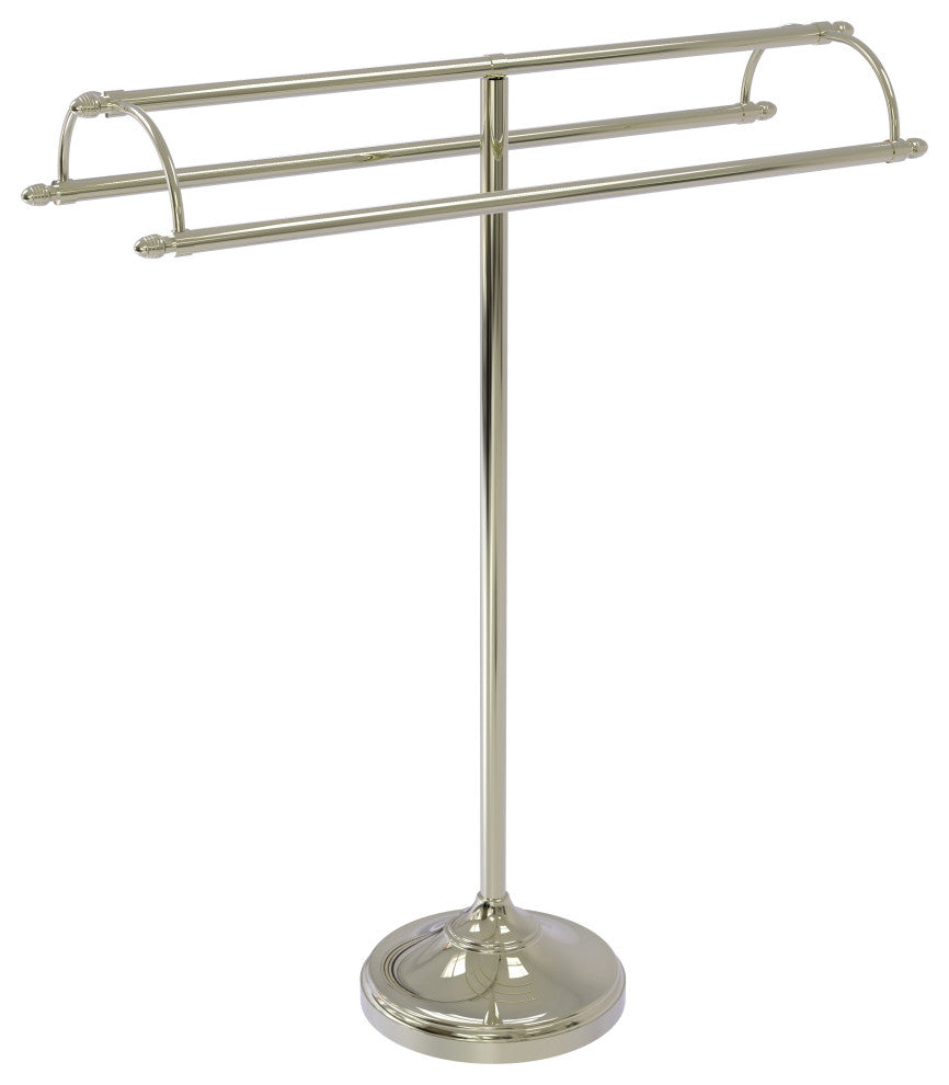 Free Standing Double Arm Towel Holder, Polished Nickel