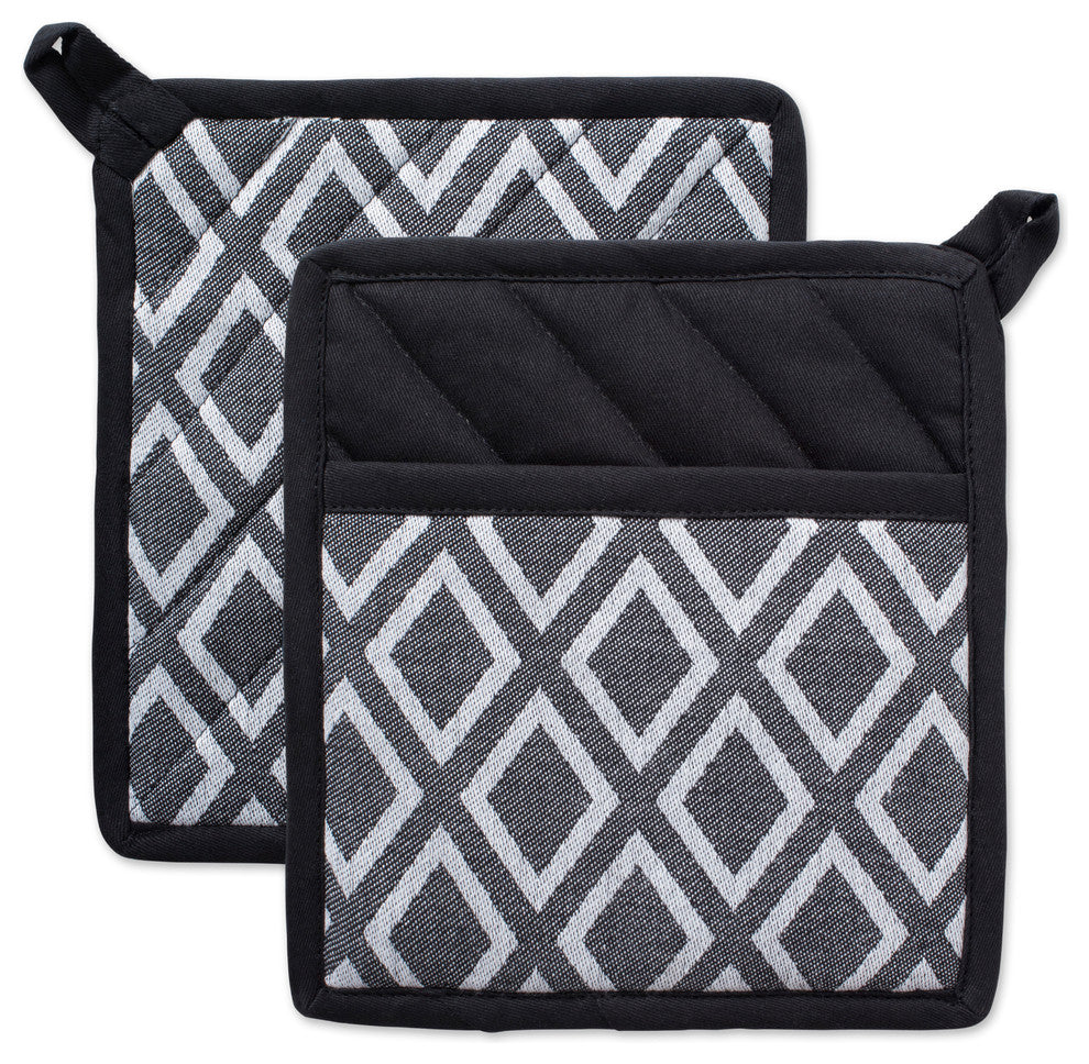 DII Black/White Diamond Pot Holder, Set of 2