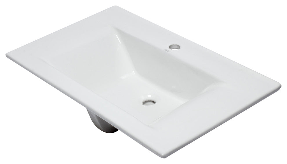 White Ceramic 32"x19" Rectangular Drop In Sink