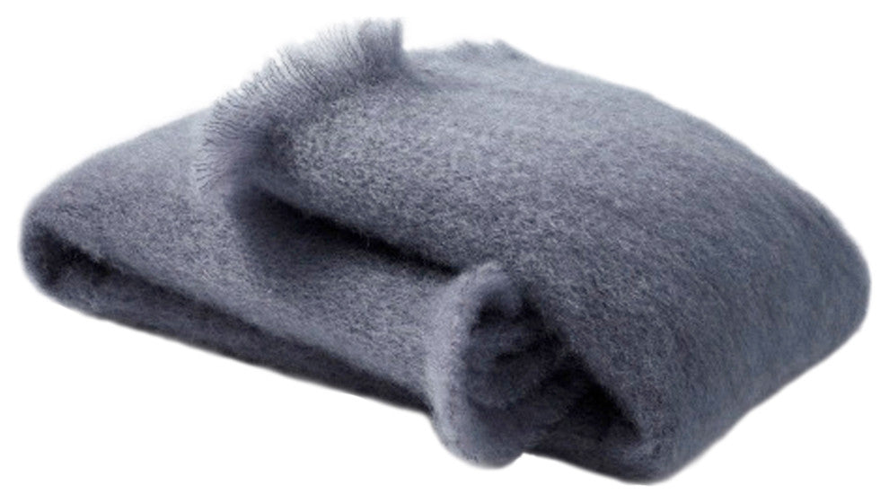 Steel Blue Mohair Throw