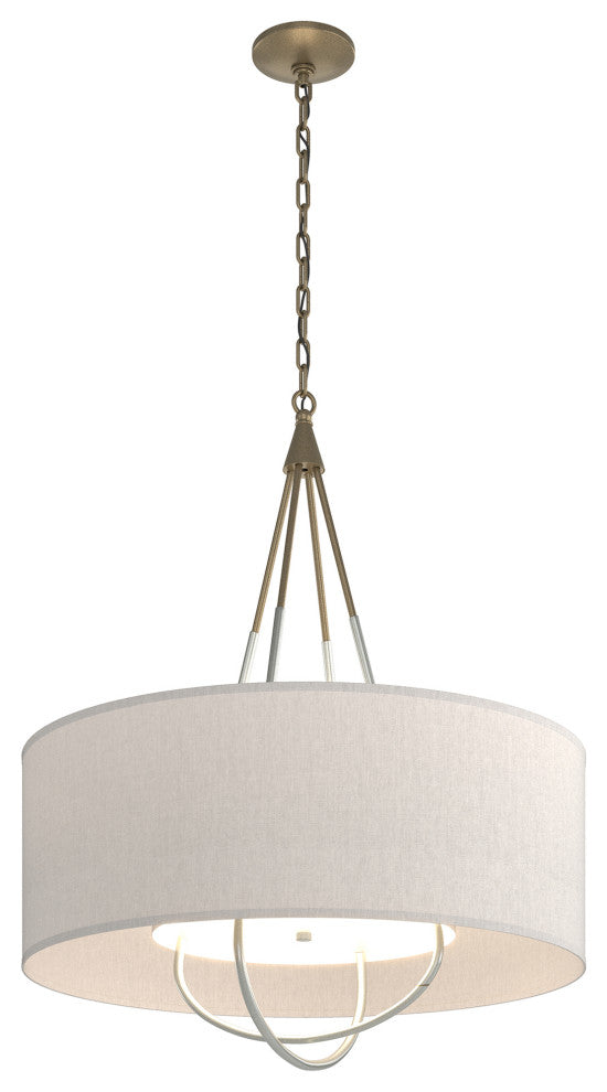 Loop Pendant, Soft Gold Finish, Vintage Platinum Accents, Flax Shade