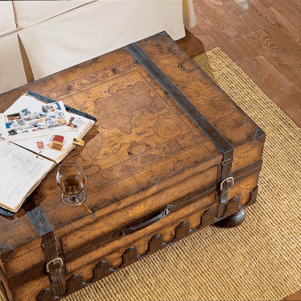 Old World Vintage Style Map Coffee Table