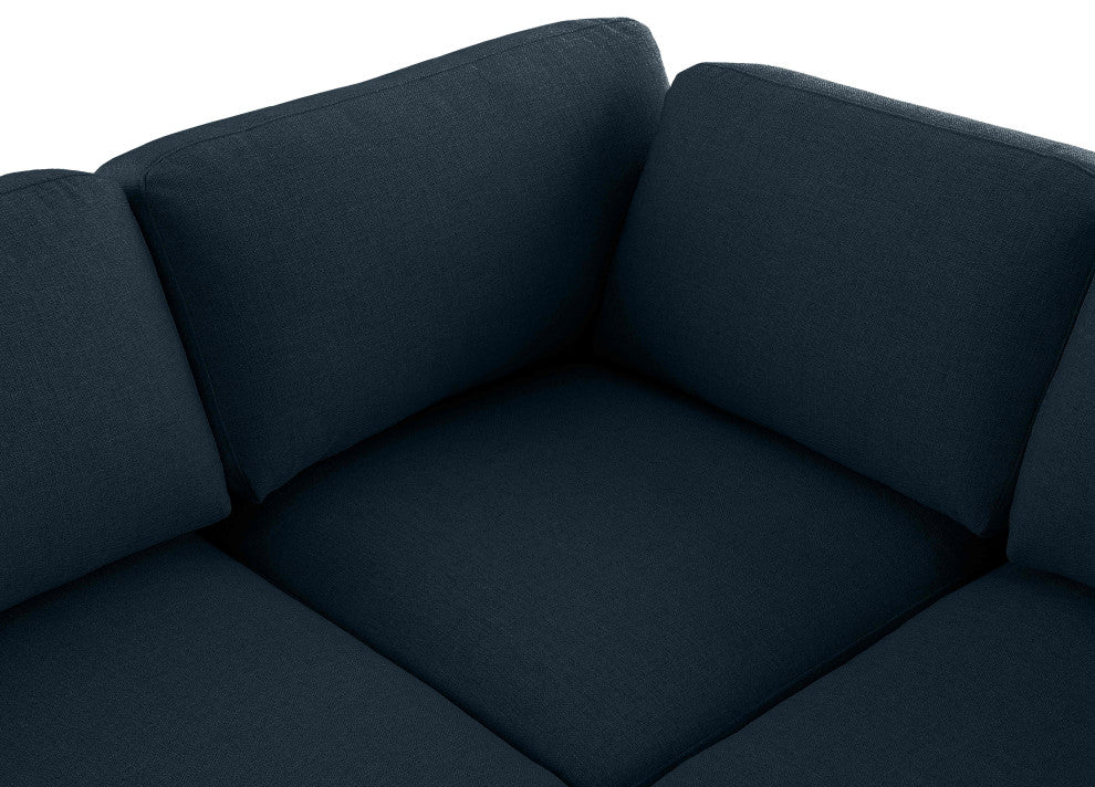 Beckham Linen Textured Fabric 5-Piece Modular L-Shaped Sectional, Navy