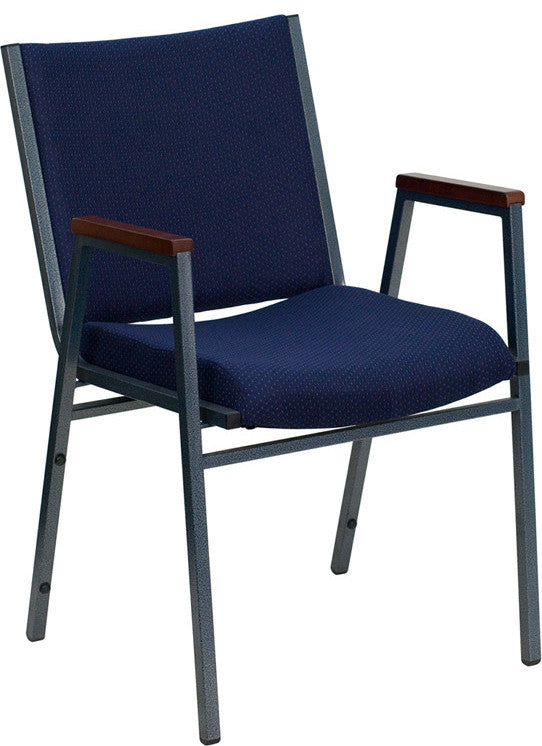 HERCULES Series Heavy Duty Navy Blue Dot Fabric Stack Chair with Arms