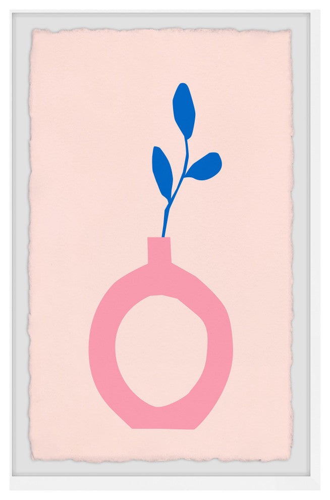 "Pink Cutout Vase" Framed Painting Print, 16x24