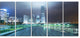 Night Pathway in Modern City, Cityscape Art Print on Canvas, 60"x28", 5 Panels