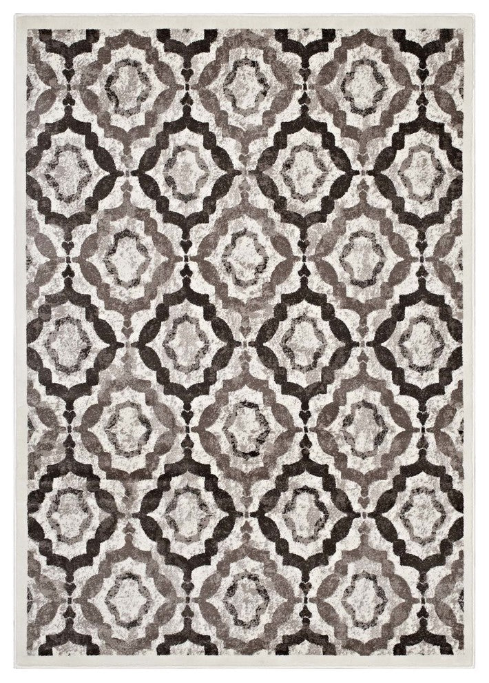 Brown, Beige and Ivory Kalinda Rustic Vintage Moroccan Trellis 8x10 Area Rug