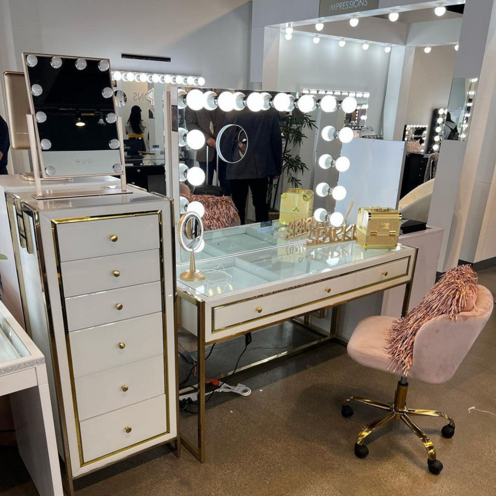 Hollywood Premiere Pro Vanity Mirror, White, Bluetooth