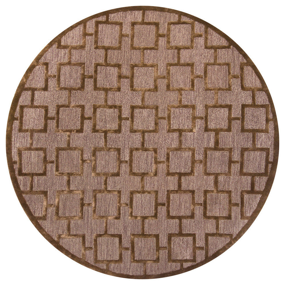 Kumana Contemporary Area Rug, Brown, 7''9" Round