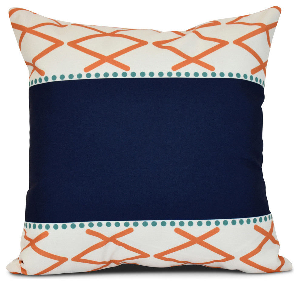 Knot Fancy, Geometric Print Outdoor Pillow, Orange, 18"x18"